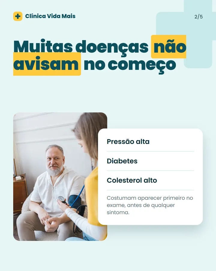 Slide 2 de 5 do modelo Check-up