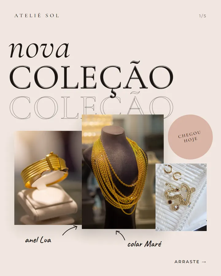 Slide 1 de 5 do modelo Chegou novidade