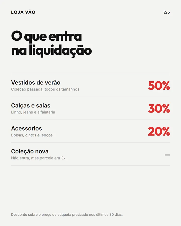 Slide 2 de 5 do modelo Liquidação