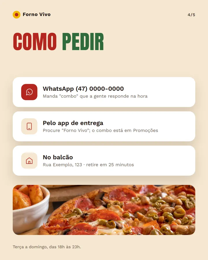 Slide 4 de 5 do modelo Oferta de comida