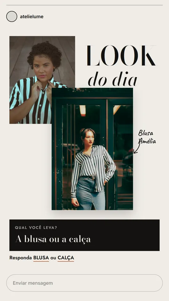 Story do modelo Look do dia